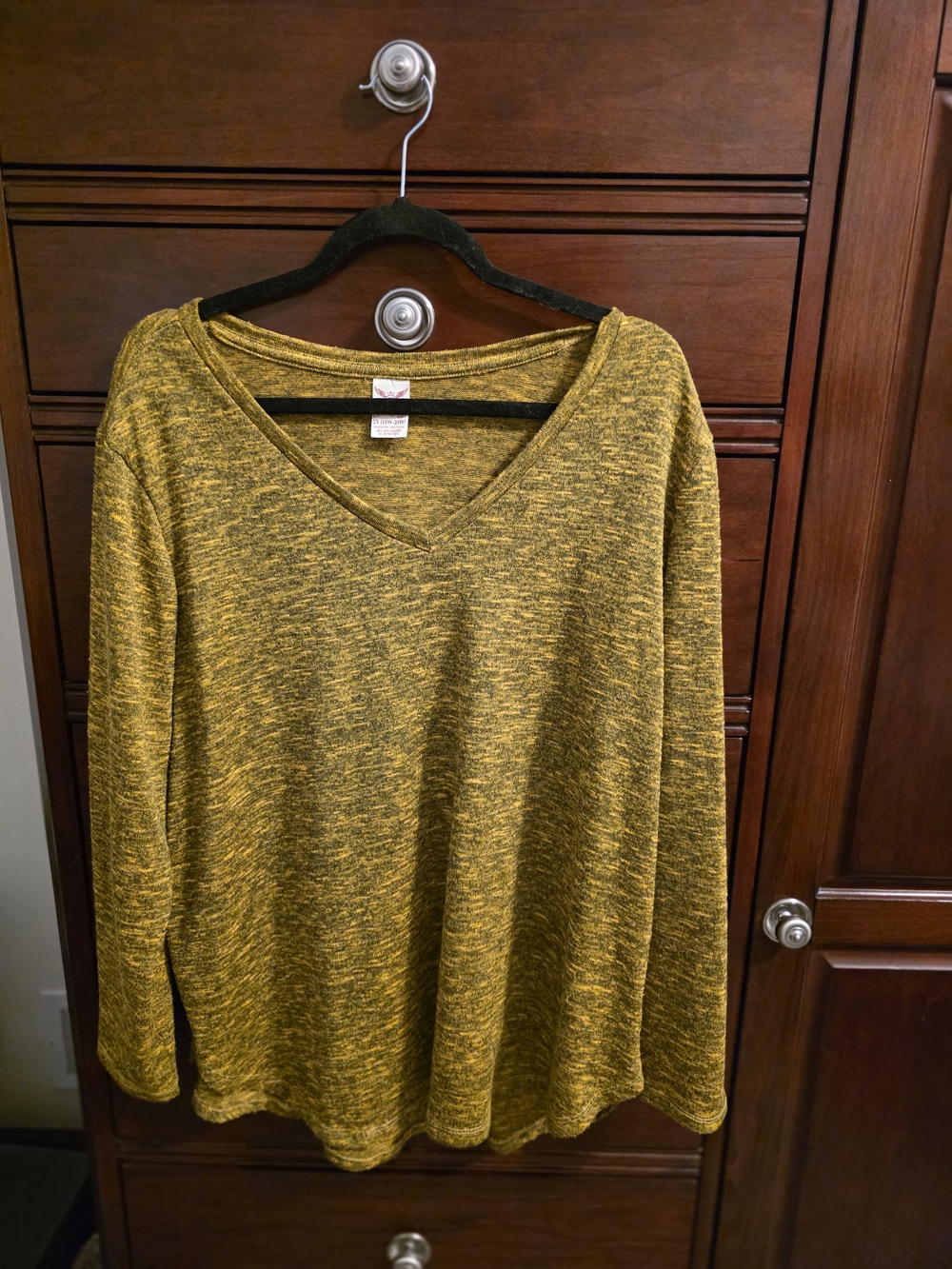 Faded Glory Marled Mustard V-Neck Sweater